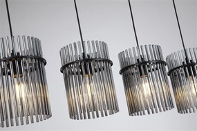 Lustra suspendata metal negru, tije din sticla Swizzle 4L