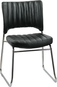 Scaun vizitator negru HRC 613 din piele ecologică și cadru cromat