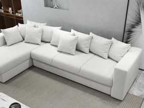 Colțar extensibil dumonde cu ladă de depozitare si sezut confortabil din spuma high-density, Gloria Euphoria Ivory 320x183 cm