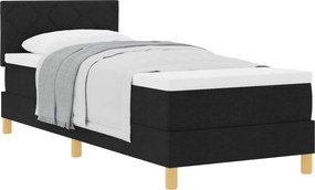 vidaXL Pat cu arcuri cu saltea cu headboard Negru 80 x 200 cm țesătură