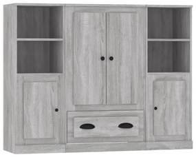 vidaXL Dulapuri înalte, 3 buc., gri sonoma, lemn prelucrat