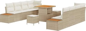 vidaXL Set de canapele pentru grădină 11 pcs Bej poliratan