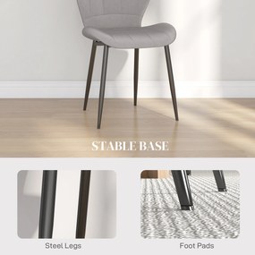 HOMCOM Set of Four Modern Style Flannel Dining Chairs - Light Grey | Aosom Romania