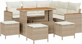 vidaXL Set de canapele pentru grădină cu pernă Bej Rattan poli