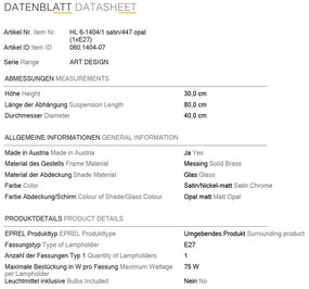 Lustra, Pendul realizat manual ARTDESIGN 40cm, crom satinat/ alb opac