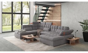 Colțar gri extensibil, cu spațiu de depozitare (cu colț pe partea stângă, în formă de "U") Merkur – Ropez