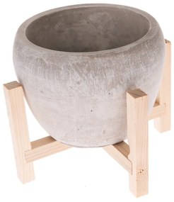 Ghiveci din beton cu suport din lemn Dakls Natural, ø 19 cm, gri