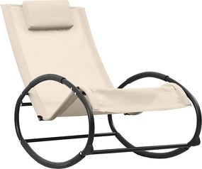 vidaXL Șezlong cu pernă, crem, oțel și textilenă