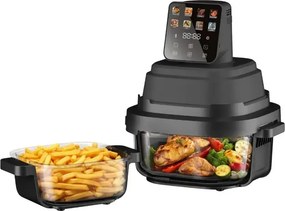 Friteuză cu aer cald Just Perfecto JP-AF4GL, 1500 W, 1,5/4 l, 8 programe, 80-200 °C, circulație a aerului cald la 360°, structură din sticlă rezistentă la temperaturi ridicate, negru