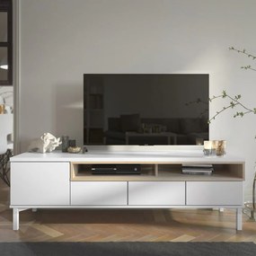 Comodă TV albă 156x48x48 cm Roomers – Tvilum