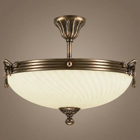 Lustra Omega cu Diam 43 cm, Desing Clasic, Finisaj Bronz Antic, Abajur Crem - Bussy Lighting 3035-52-43A
