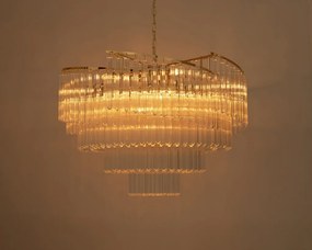 Lustra suspendata metal auriu si sticla LUMA 80