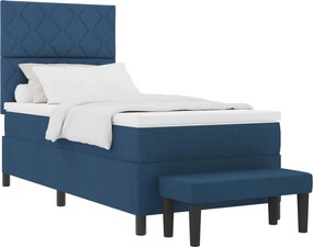 vidaXL Pat cu arcuri cu saltea albastru 100 x 200 cm țesătură