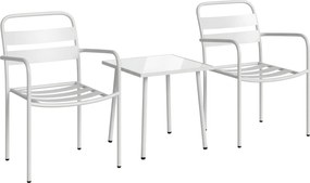 Outsunny Set Bistrò 3 Piese din Oțel Galvanizat, Set de Grădină cu 2 Scaune și Masă din Sticlă Temperată, Mobilier Exterior pentru Terasă, Balcon, Alb | Aosom Romania