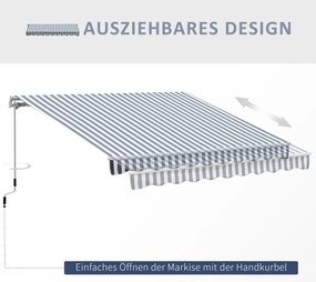 Outsunny Markiză cu Brațe Articulate Protecție Solară Manivelă Balcon Aluminiu Gri Alb 2,95 x 2,45 m | Aosom Romania