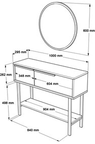 Măsuță consolă Onaferra 12 (cu oglindă) (alb + negru). 1106472