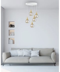 Lustră pe cablu LACRIMA WHITE 5xE27/60W/230V d. 45 cm