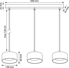 Brilagi - Lustră suspendată pe cablu AURA LUX 3xGX53/30W/230V negru/fumuriu
