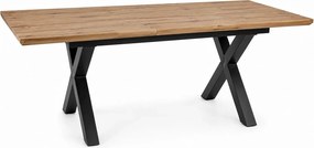 Masa de living extensibila XAVIERO II, stejar artisan/negru mat, 160-2