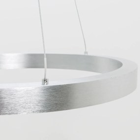 Lustra LED design modern circular CARLO argintiu, diametru 60cm