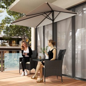 Outsunny Umbrar de Perete Semicircular cu Manivelă, Design Compact pentru Terase și Balcoane, Crem | Aosom Romania
