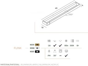 Aplica de perete baie cu protectie IP44, FLINK L-45cm, negru