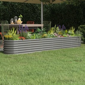 vidaXL Strat înălțat grădină gri 260x40x36cm oțel vopsit electrostatic