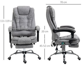 Vinsetto Scaun de birou director de masaj încălzitor înălțime reglabilă spătar înclinabil microfibră gri | Aosom Romania