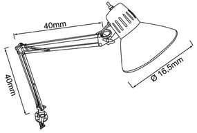 Brilliant - Lampă de birou HOBBY cu clemă, 1xE27/40W/230V, neagră