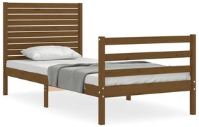3195014 vidaXL Cadru de pat cu tăblie, maro miere, 90x200 cm, lemn masiv