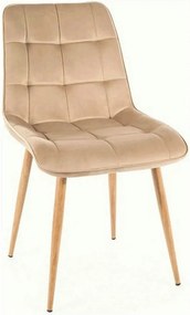 Scaun CHIC D, bej deschis - Bluvel 28, stofa catifelata/metal, 50x58x8