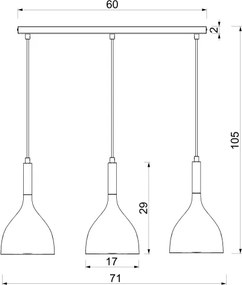 Lustră pe cablu NOAK 3xE27/15W/230V crem