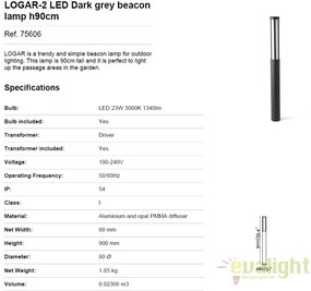 Stalp LED iluminat exterior design modern LOGAR-2 H90cm 75606
