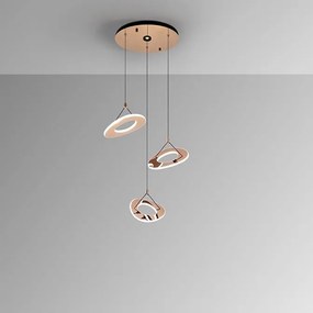 Lustra cu 3 Pendule LED auriu roze Mirena