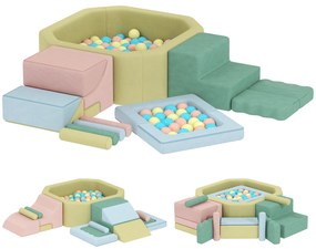 AIYAPLAY Set 15 Blocuri de Construcții Moi Modulabile pentru Copii cu 200 de Mingi pentru Uz Intern, Multicolor | Aosom Romania