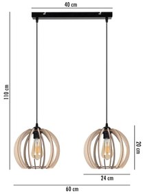 Lustră pe cablu DORO 2xE27/60W/230V