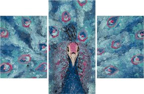 Tablou cu păun pictat (90x60 cm)