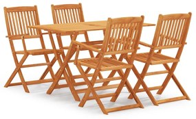 3087151 vidaXL Set mobilier de exterior pliabil, 5 piese, lemn masiv eucalipt