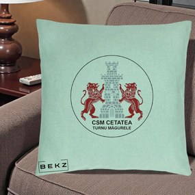 Perna Personalizata CSM Cetatea Turnu Magurele Fotbal, 40x40 cm, Verde Menta, Husa Detasabila, Perna Inclusa, BEKZ®