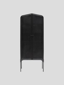 Dulap înalt cu rafturi industrial din metal, negru, cu 2 uși din tablă perforată, 10 rafturi și picioare înalte, 186 x 75,5 x 41,5 cm, „Melbourne”