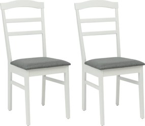 vidaXL Scaun de sufragerie 2 pcs Alb și gri Lemn Solid de Cauciuc