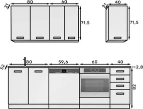 Mobilier de Bucătărie Bubble, ADRK Furniture (Lungime: 240 cm)