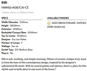 Aplica de perete, Ceramica, Bibi H691102-AGB/CAI-CE HVL