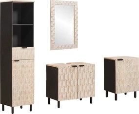 vidaXL Seturi de baie 4 pcs Finisaj Alb Spălat Lemn de mango solid