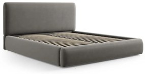 Pat matrimonial gri tapițat cu spațiu de depozitare cu somieră 140x200 cm Colonel – Cosmopolitan Design