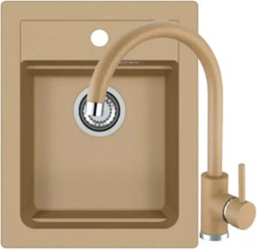 Set chiuveta bucatarie compozit Alveus Atrox 10 bej 40x50 cm si baterie Kati