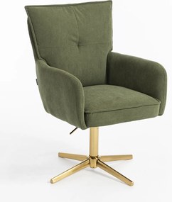 HR250CROSS Scaun Catifea Reiată Premium culoare verde salvie Bază Aurie