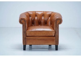 Fotoliu Chesterfield, maro, din piele naturala