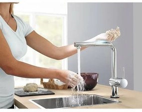 Baterie bucatarie cu dus extractibil Grohe Minta Touch crom