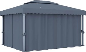vidaXL Pavilion cu perdea, antracit, 4 x 3 m, aluminiu